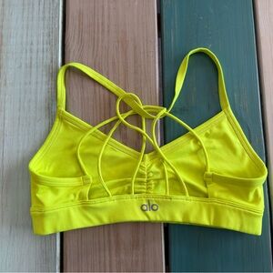 Alo Neon Yellow Strappy Sports Bra